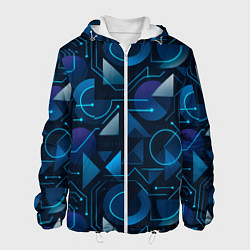 Куртка с капюшоном мужская Футуристическая сине-фиолетовая абстракция с хакер, цвет: 3D-белый