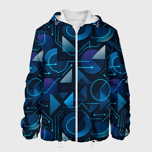 Мужская куртка Футуристическая сине-фиолетовая абстракция с хакер / 3D-Белый – фото 1