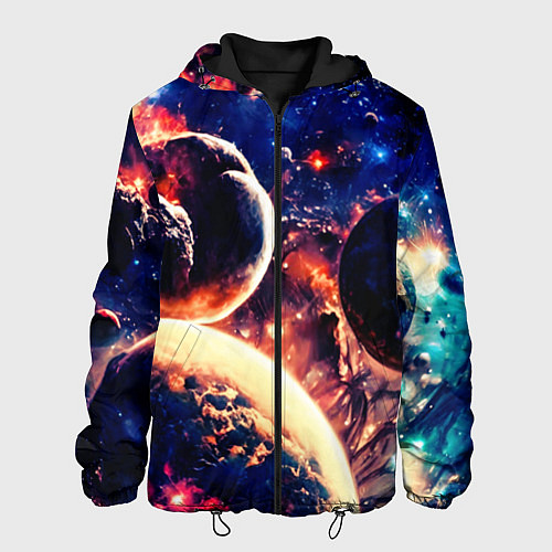 Мужская куртка Фантастический космос планеты / 3D-Черный – фото 1