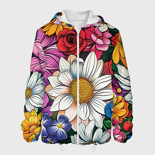 Мужская куртка Крупные цветы / 3D-Белый – фото 1