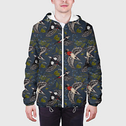 Куртка с капюшоном мужская Дятлы и цветы, цвет: 3D-белый — фото 2