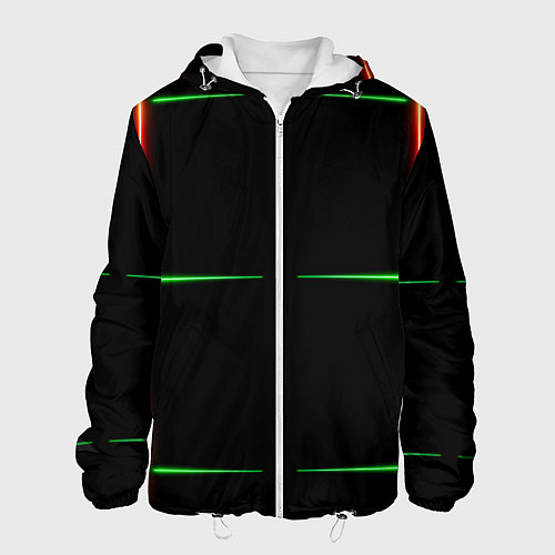Мужская куртка Color black green orange stripes / 3D-Белый – фото 1