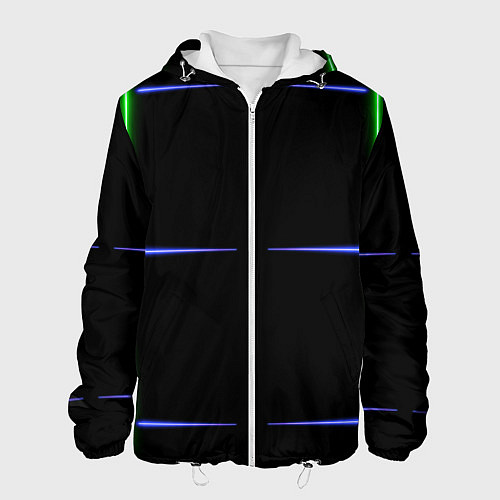 Мужская куртка Color black green purple stripes / 3D-Белый – фото 1