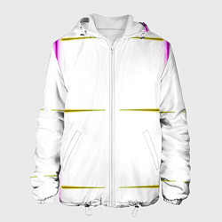 Куртка с капюшоном мужская Color white pink yellow stripes, цвет: 3D-белый