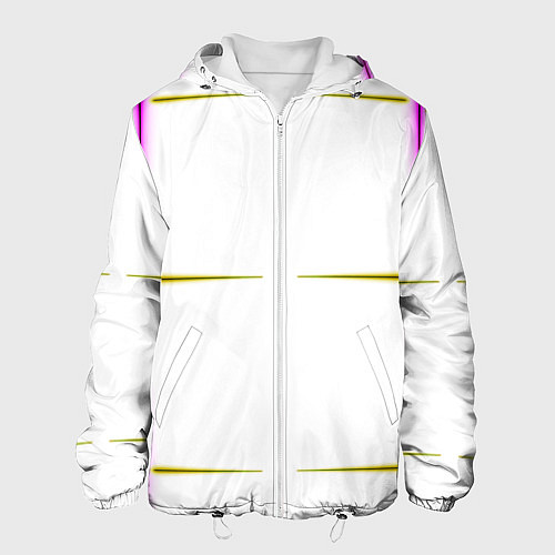 Мужская куртка Color white pink yellow stripes / 3D-Белый – фото 1