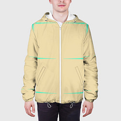 Куртка с капюшоном мужская Color beige green stripes, цвет: 3D-белый — фото 2