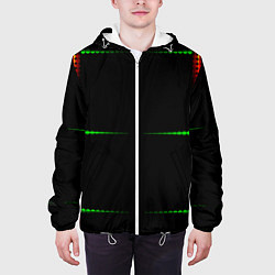 Куртка с капюшоном мужская Color black green orange stripes, цвет: 3D-белый — фото 2