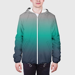 Куртка с капюшоном мужская Градиент серо-зеленый, цвет: 3D-белый — фото 2