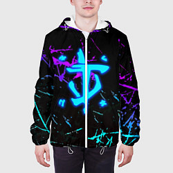 Куртка с капюшоном мужская Doom неоновые штрихи, цвет: 3D-белый — фото 2