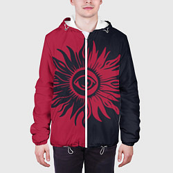 Куртка с капюшоном мужская Солнце красно-синее, цвет: 3D-белый — фото 2