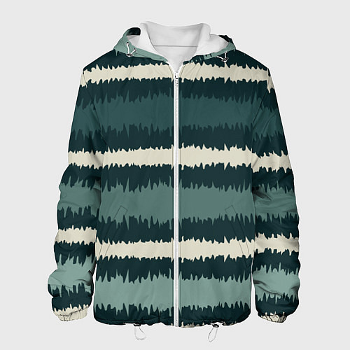 Мужская куртка Полосы зигзагообразные зеленые / 3D-Белый – фото 1