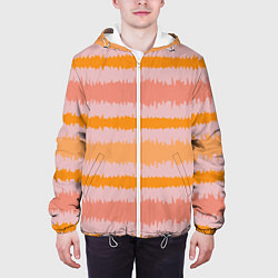 Куртка с капюшоном мужская Полосы зигзагообразные оранжево-розовые, цвет: 3D-белый — фото 2