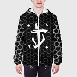 Куртка с капюшоном мужская Doom соты текстура, цвет: 3D-белый — фото 2