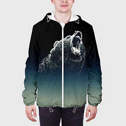 Куртка с капюшоном мужская Бурый в гневе - градиент, цвет: 3D-белый — фото 2