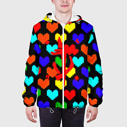 Куртка с капюшоном мужская Doom love pixel pattern, цвет: 3D-белый — фото 2