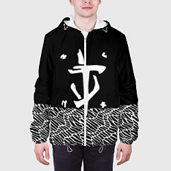 Куртка с капюшоном мужская Doom геометрия линии, цвет: 3D-белый — фото 2