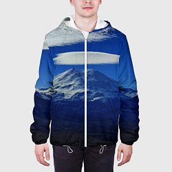 Куртка с капюшоном мужская Эльбрус с облаками, цвет: 3D-белый — фото 2