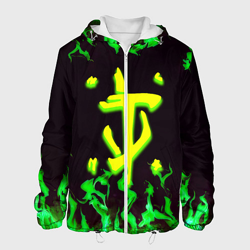 Мужская куртка Doom зелёный огонь / 3D-Белый – фото 1