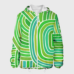 Куртка с капюшоном мужская Абстрактный узор зеленый, цвет: 3D-белый