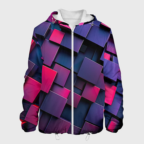 Мужская куртка Неоновые квадраты / 3D-Белый – фото 1