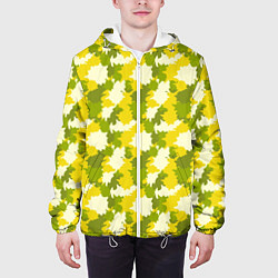 Куртка с капюшоном мужская Яркий камуфляж желтые и зеленые пятна, цвет: 3D-белый — фото 2