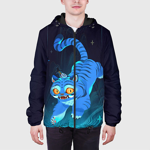 Мужская куртка Blue tiger and a six eyed magpie / 3D-Черный – фото 3