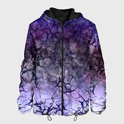 Куртка с капюшоном мужская Абстракция - black cobweb on a blue-violet backgro, цвет: 3D-черный