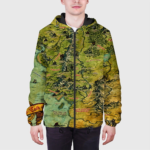 Мужская куртка Властелин колец карта цветная / 3D-Черный – фото 3