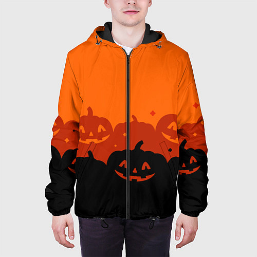Мужская куртка Хэллоуин счастливые тыквы / 3D-Черный – фото 3