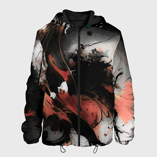 Мужская куртка Тёмные краски абстракция красно-чёрный / 3D-Черный – фото 1