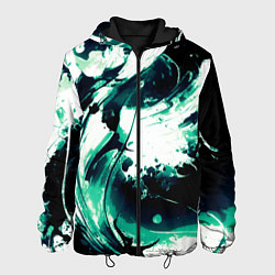 Мужская куртка Чёрно-зелёный абстракция волна