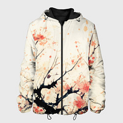 Куртка с капюшоном мужская Чёрное дерево с цветами абстракция, цвет: 3D-черный