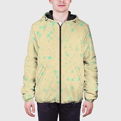 Куртка с капюшоном мужская Color beige turquoise, цвет: 3D-черный — фото 2