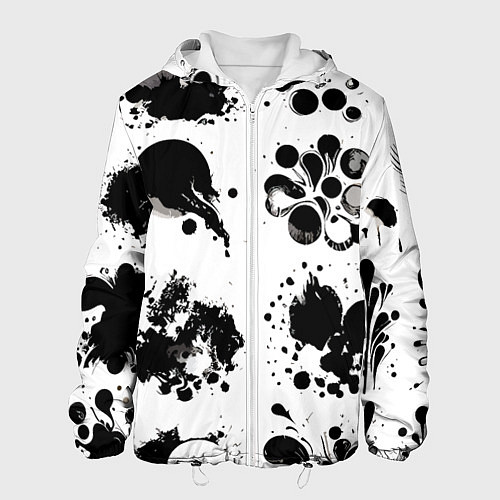 Мужская куртка Чёрно-белые кляксы - абстракция / 3D-Белый – фото 1