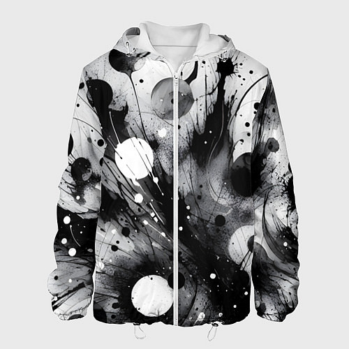 Мужская куртка Абстрактная чёрно-белая композиция / 3D-Белый – фото 1