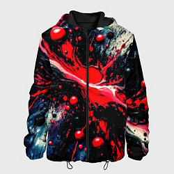Куртка с капюшоном мужская Разлитая красная масляная краска на чёрном, цвет: 3D-черный