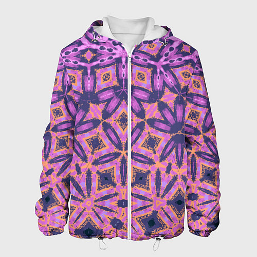 Мужская куртка Фиолетовая геометрическая метаморфоза / 3D-Белый – фото 1