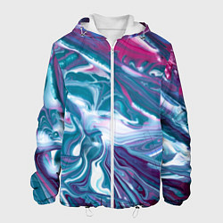 Мужская куртка Абстракция бело сине красный мрамор