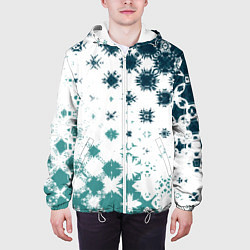 Куртка с капюшоном мужская Узорчатые пятна по диагонали, цвет: 3D-белый — фото 2