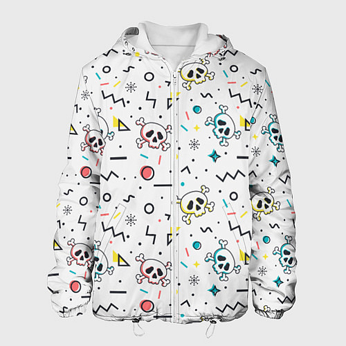Мужская куртка Паттерн с черепами и геометрическими фигурами на Х / 3D-Белый – фото 1