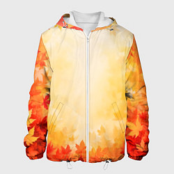 Куртка с капюшоном мужская Жёлто-красный осенний, цвет: 3D-белый