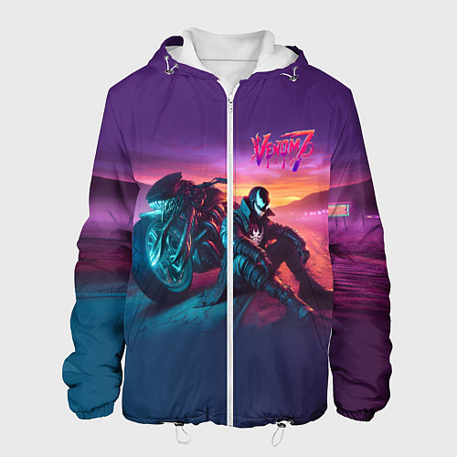 Мужская куртка Venom near his motorcycle - ai art fantasy / 3D-Белый – фото 1