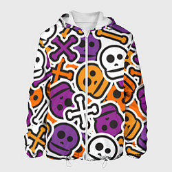 Куртка с капюшоном мужская Funny skulls, цвет: 3D-белый