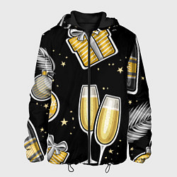Куртка с капюшоном мужская Новогодний вайб, цвет: 3D-черный
