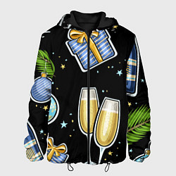 Куртка с капюшоном мужская Новогодний вайб, цвет: 3D-черный