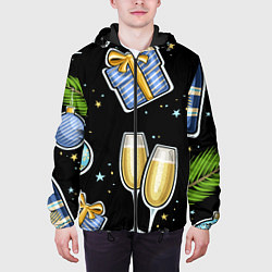 Куртка с капюшоном мужская Новогодний вайб, цвет: 3D-черный — фото 2