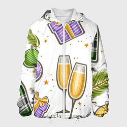 Куртка с капюшоном мужская Новогодний вайб, цвет: 3D-белый