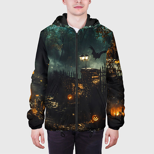 Мужская куртка Ночь тыкв и теней / 3D-Черный – фото 3