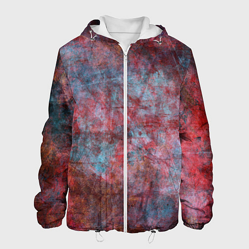 Мужская куртка Абстракция - red rust on blue / 3D-Белый – фото 1