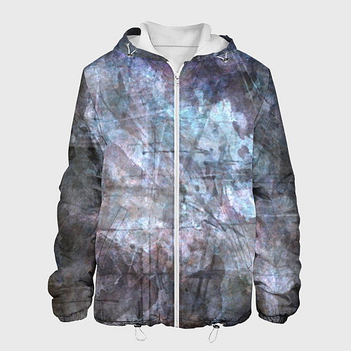 Мужская куртка Абстракция - gray-blue hurricane / 3D-Белый – фото 1
